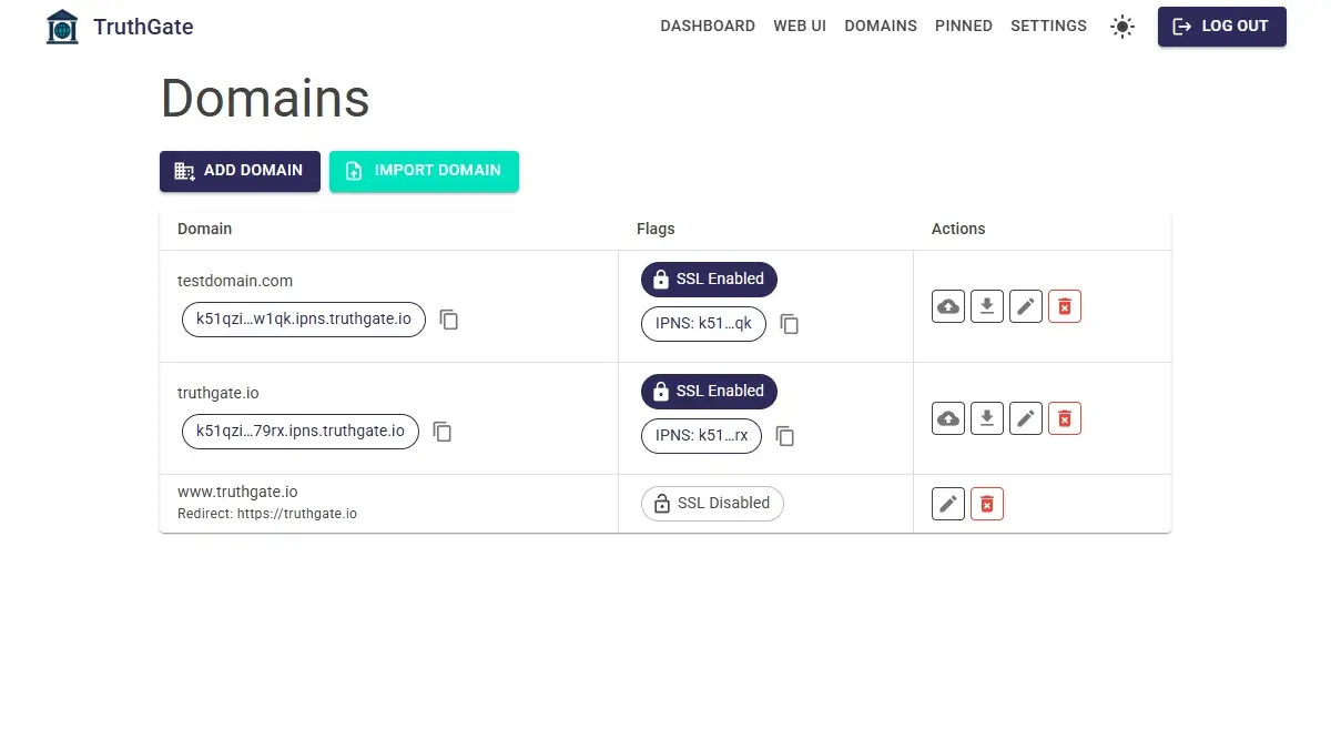 TruthGate dashboard